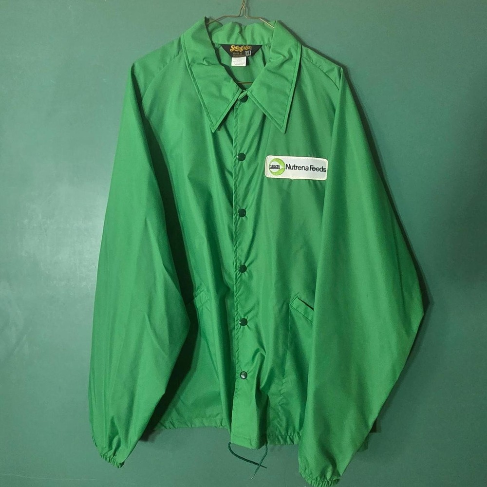Vintage 80s Swingster Nutrena Feeds Cargill Windbreaker Jacket Green XL